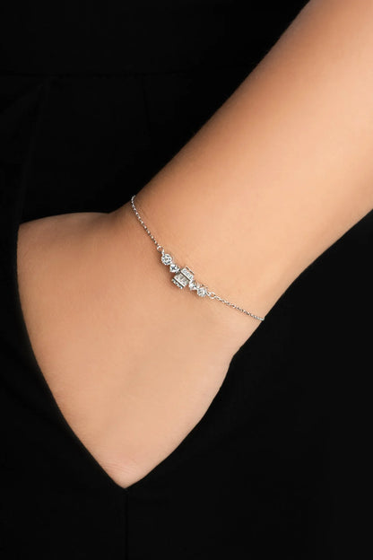 Işık Yolu 18 Ayar Beyaz Altın Kaplama 19 Cm Gümüş Bileklik 5211880199