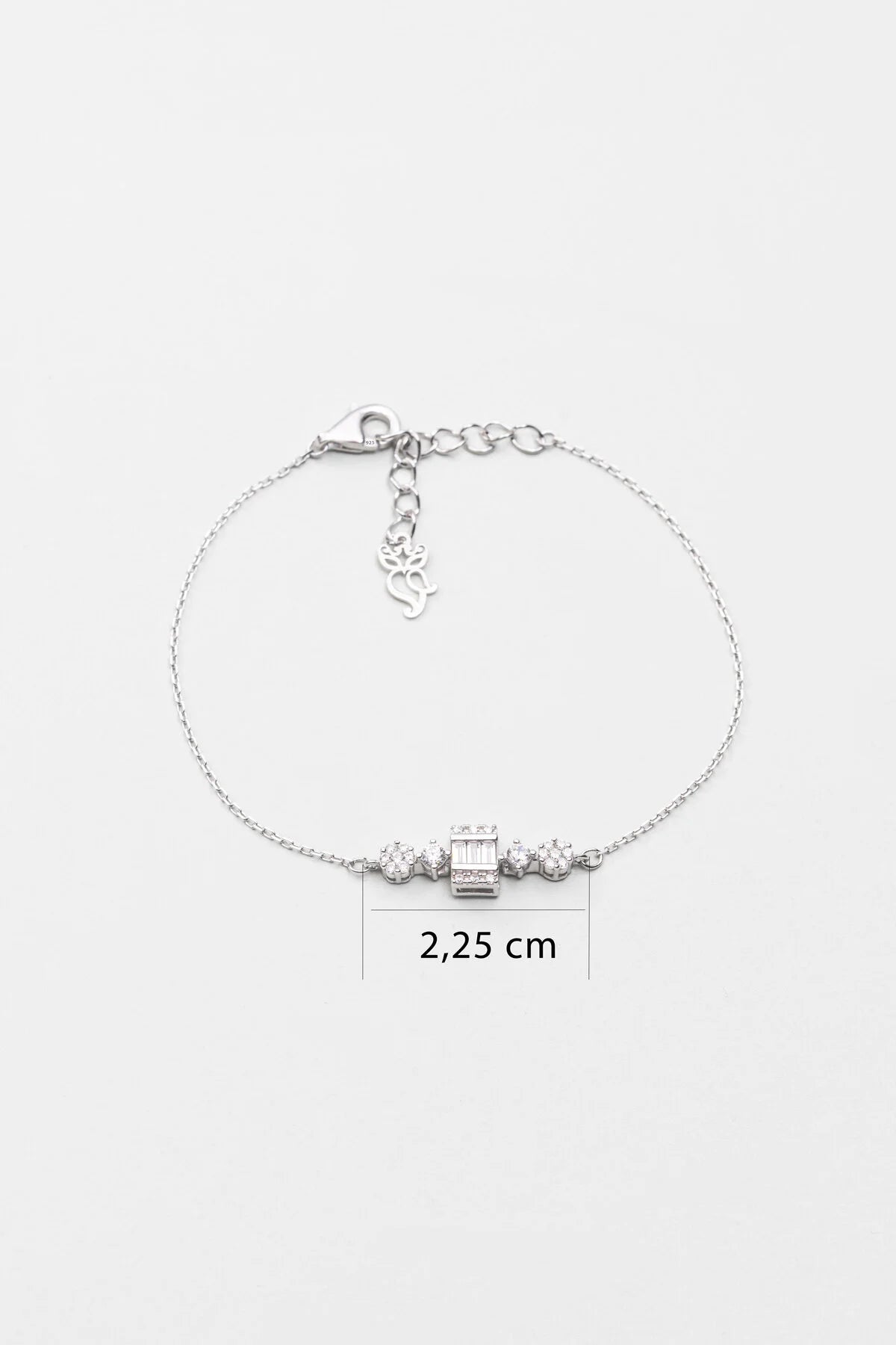 Işık Yolu 18 Ayar Beyaz Altın Kaplama 19 Cm Gümüş Bileklik 5211880199