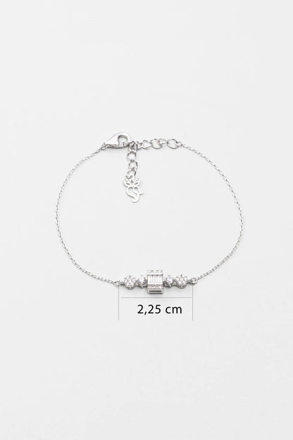 Işık Yolu 18 Ayar Beyaz Altın Kaplama 19 Cm Gümüş Bileklik 5211880199