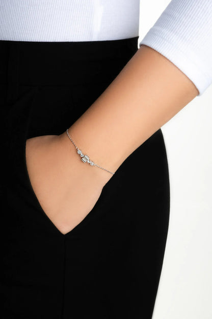 Işık Yolu 18 Ayar Beyaz Altın Kaplama 19 Cm Gümüş Bileklik 5211880199