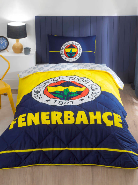 Fenerbahçe Sarı Lacivert Logo Tek Kişilik Yorgan Seti