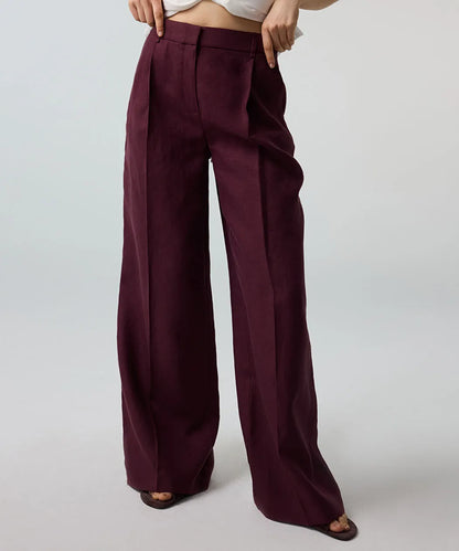 Mor Kemerli Wide Leg Keten Pantolon Is1260003215008 | Ipekyol