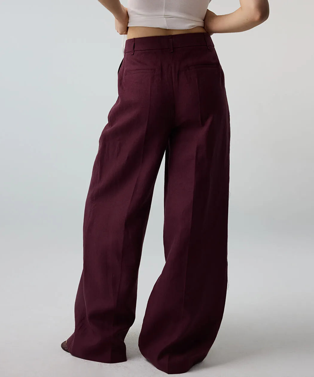 Mor Kemerli Wide Leg Keten Pantolon Is1260003215008 | Ipekyol