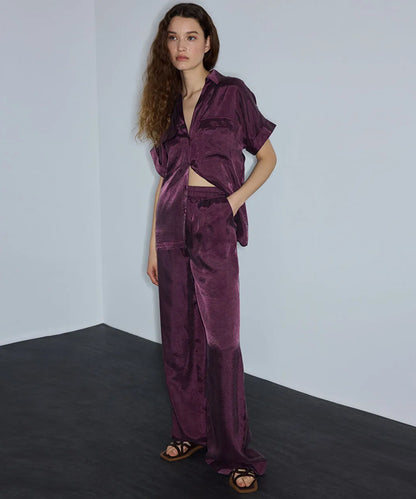 Mor Parlak Dokulu Wide Leg Pantolon Is1260003245008 | Ipekyol