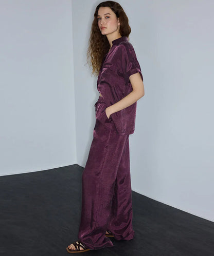 Mor Parlak Dokulu Wide Leg Pantolon Is1260003245008 | Ipekyol