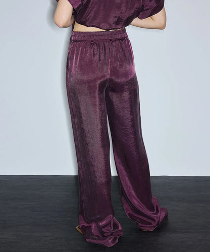 Mor Parlak Dokulu Wide Leg Pantolon Is1260003245008 | Ipekyol