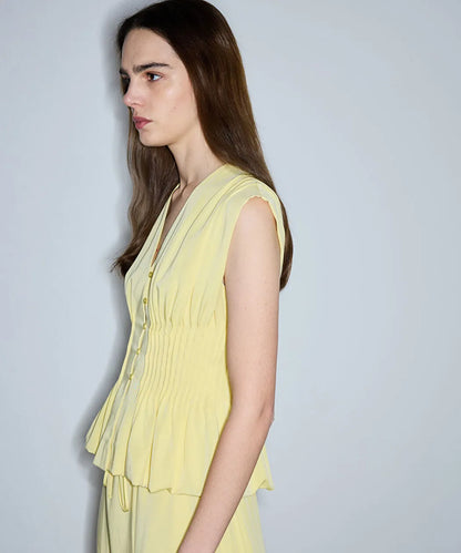 Sarı Nervürlü Peplum Bluz Is1260006191009 | Ipekyol