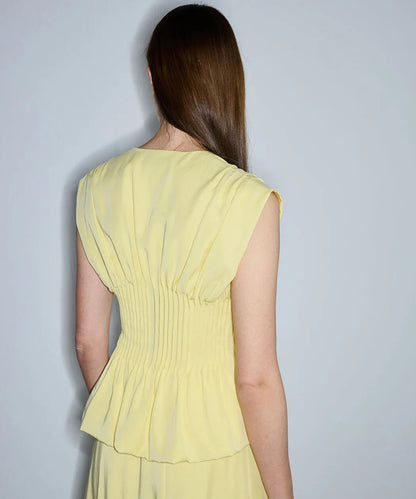 Sarı Nervürlü Peplum Bluz Is1260006191009 | Ipekyol