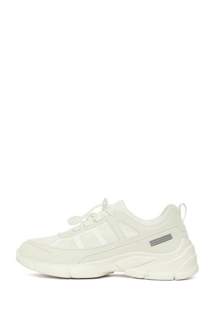 Kadın Beyaz Bağcıklı Kalın Tabanlı Sneaker