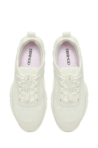 Kadın Beyaz Bağcıklı Kalın Tabanlı Sneaker