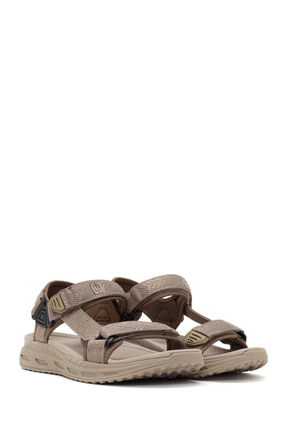 Erkek Bej Bantlı Kumaş Sandalet