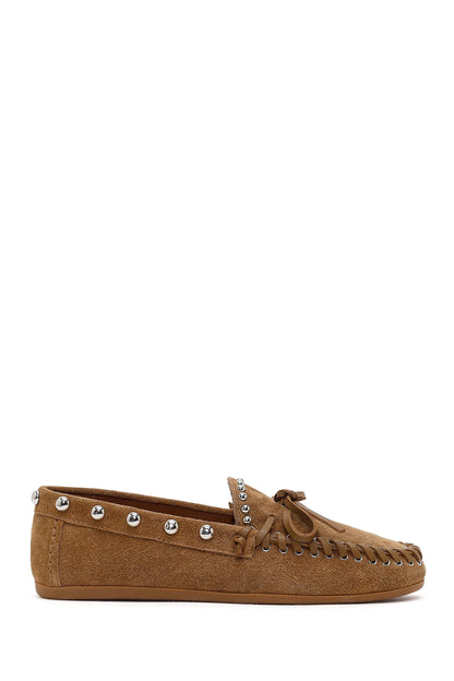 Kadın Taba Süet Deri Loafer