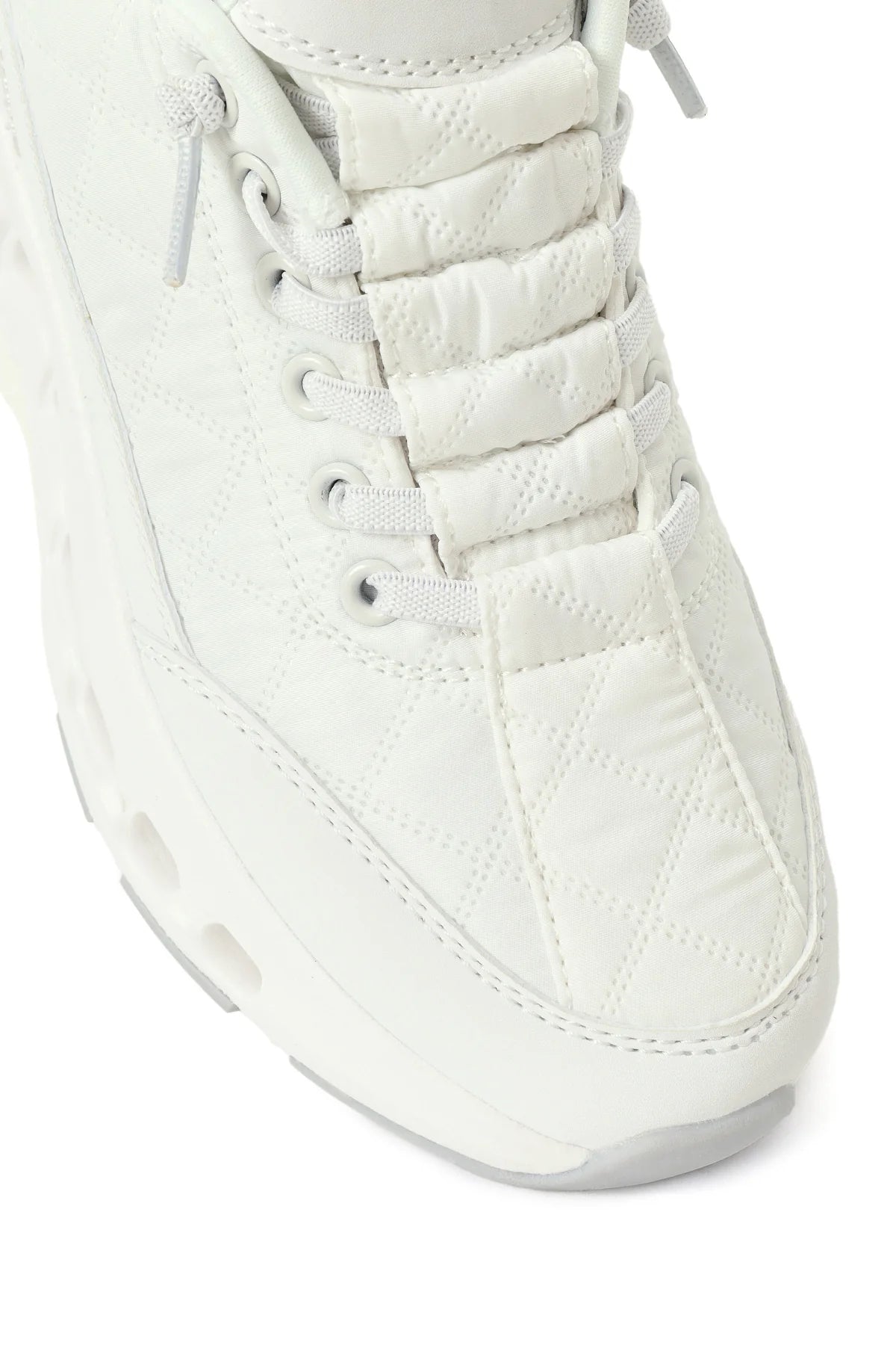 Kadın Beyaz Bağcıklı Kalın Tabanlı Sneaker