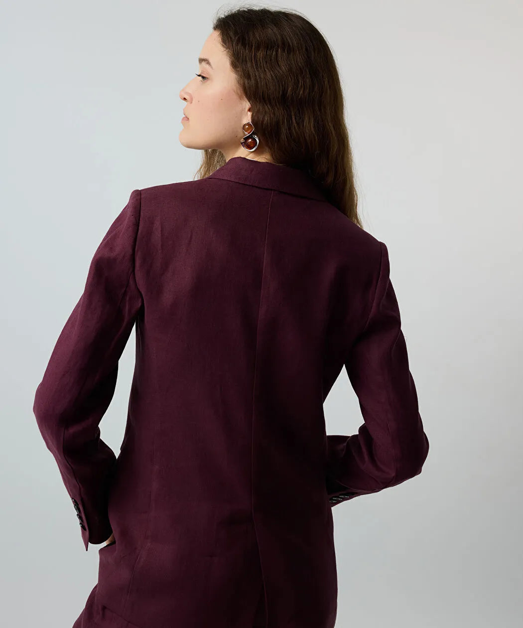 Mor Kruvaze Keten Blazer Is1260106028008 | Ipekyol