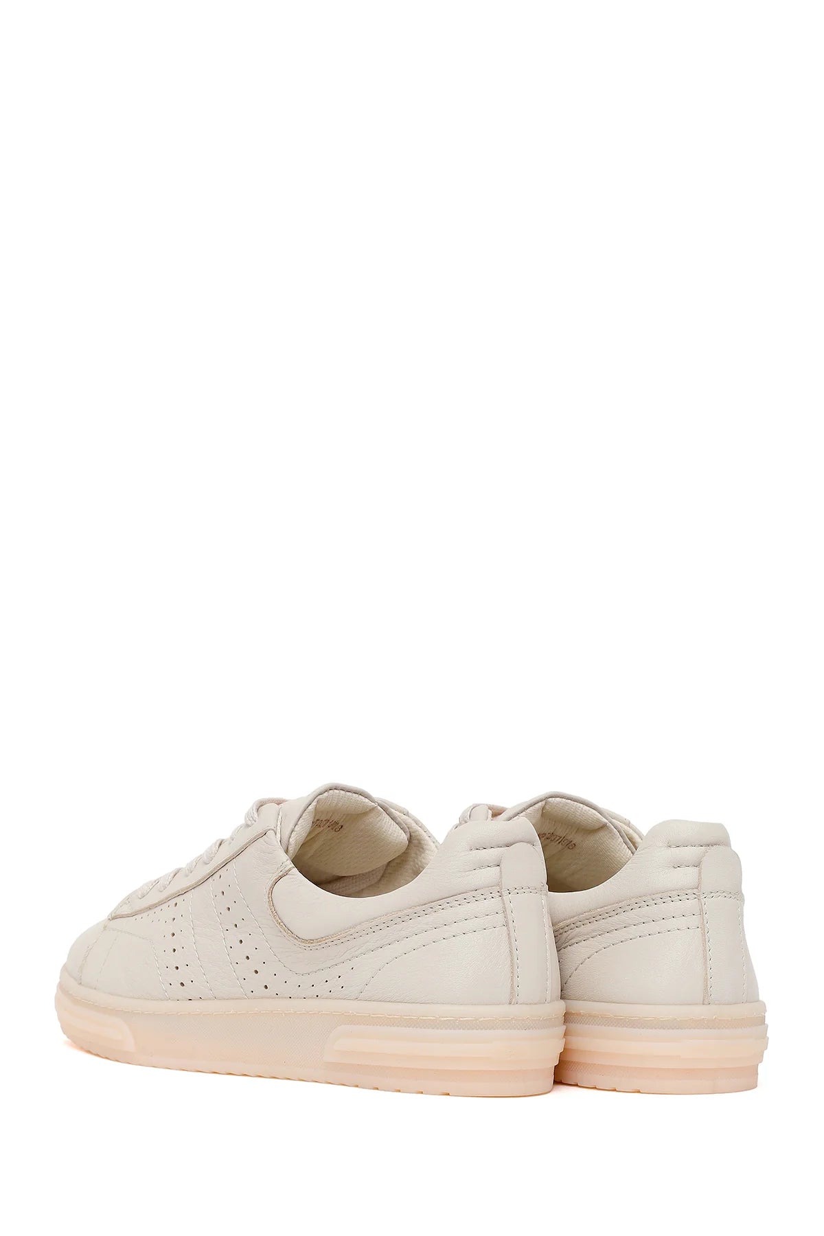 Kadın Krem Bağcıklı Kalın Tabanlı Deri Sneaker