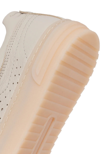 Kadın Krem Bağcıklı Kalın Tabanlı Deri Sneaker
