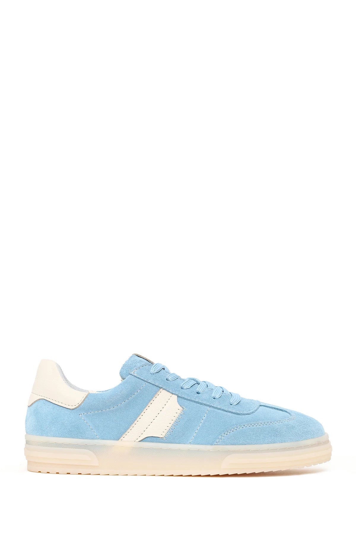 Kadın Mavi Bağcıklı Süet Deri Sneaker