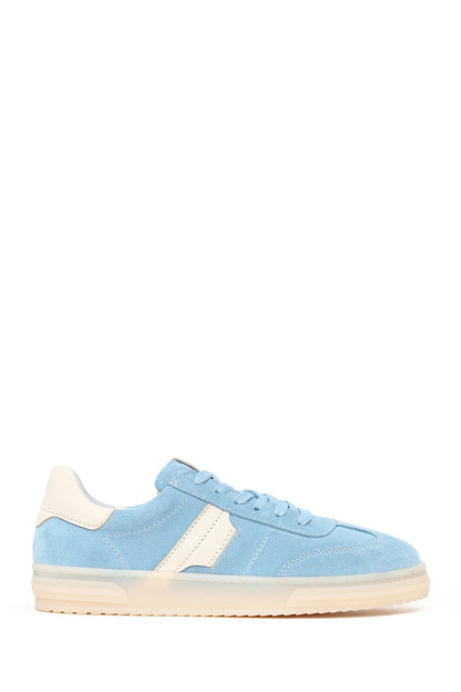 Kadın Mavi Bağcıklı Süet Deri Sneaker