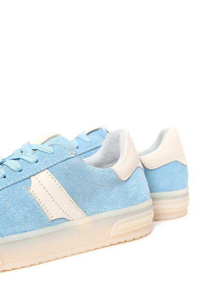 Kadın Mavi Bağcıklı Süet Deri Sneaker