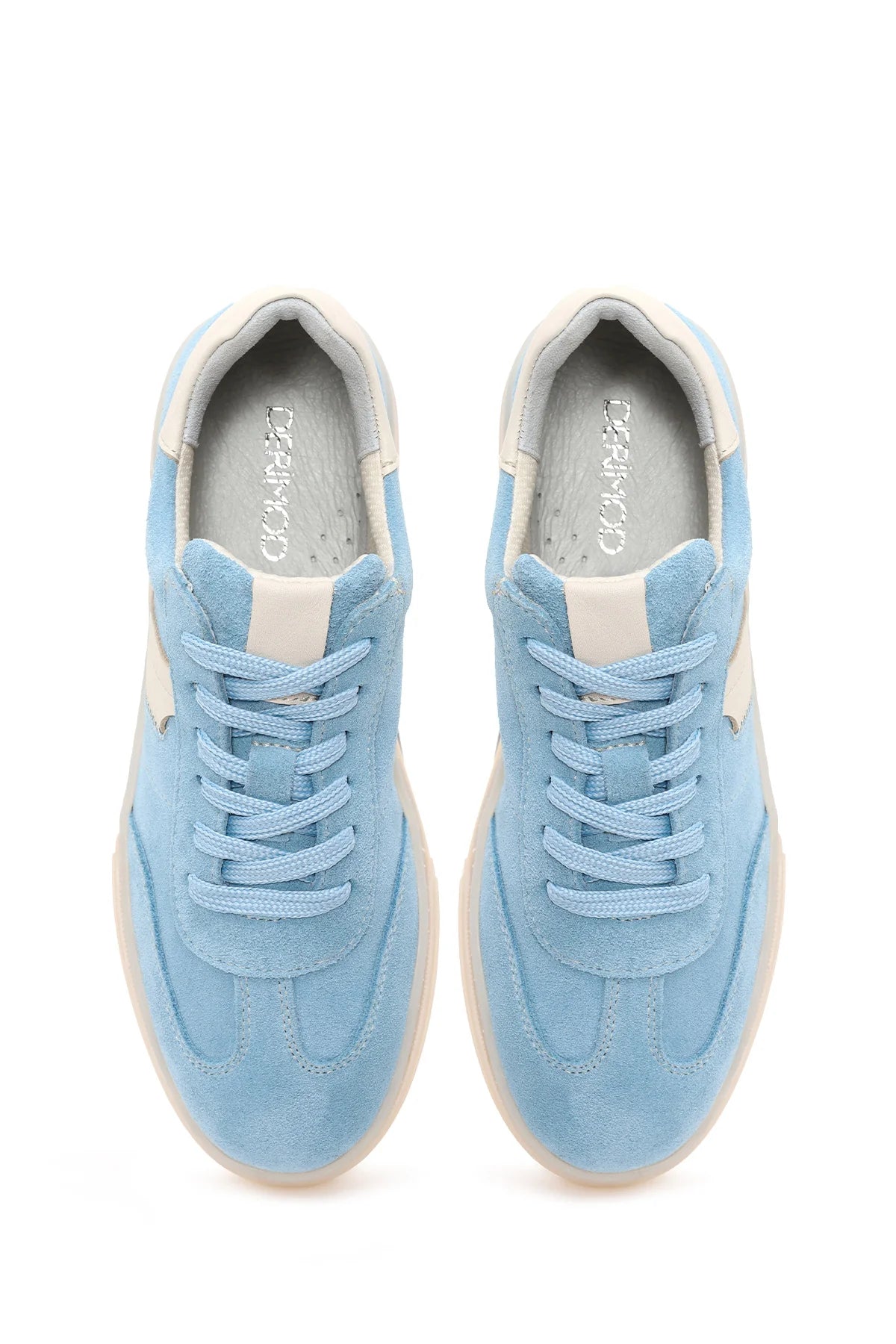 Kadın Mavi Bağcıklı Süet Deri Sneaker