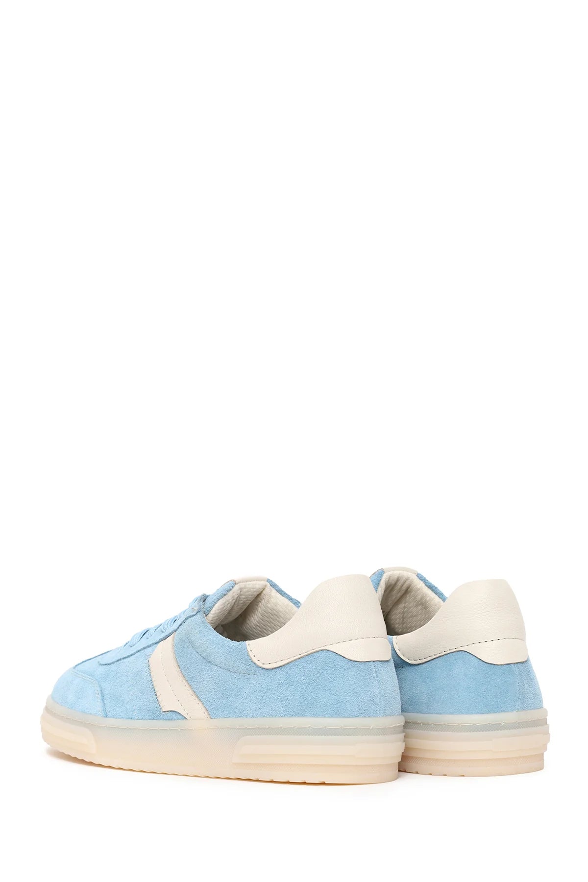 Kadın Mavi Bağcıklı Süet Deri Sneaker