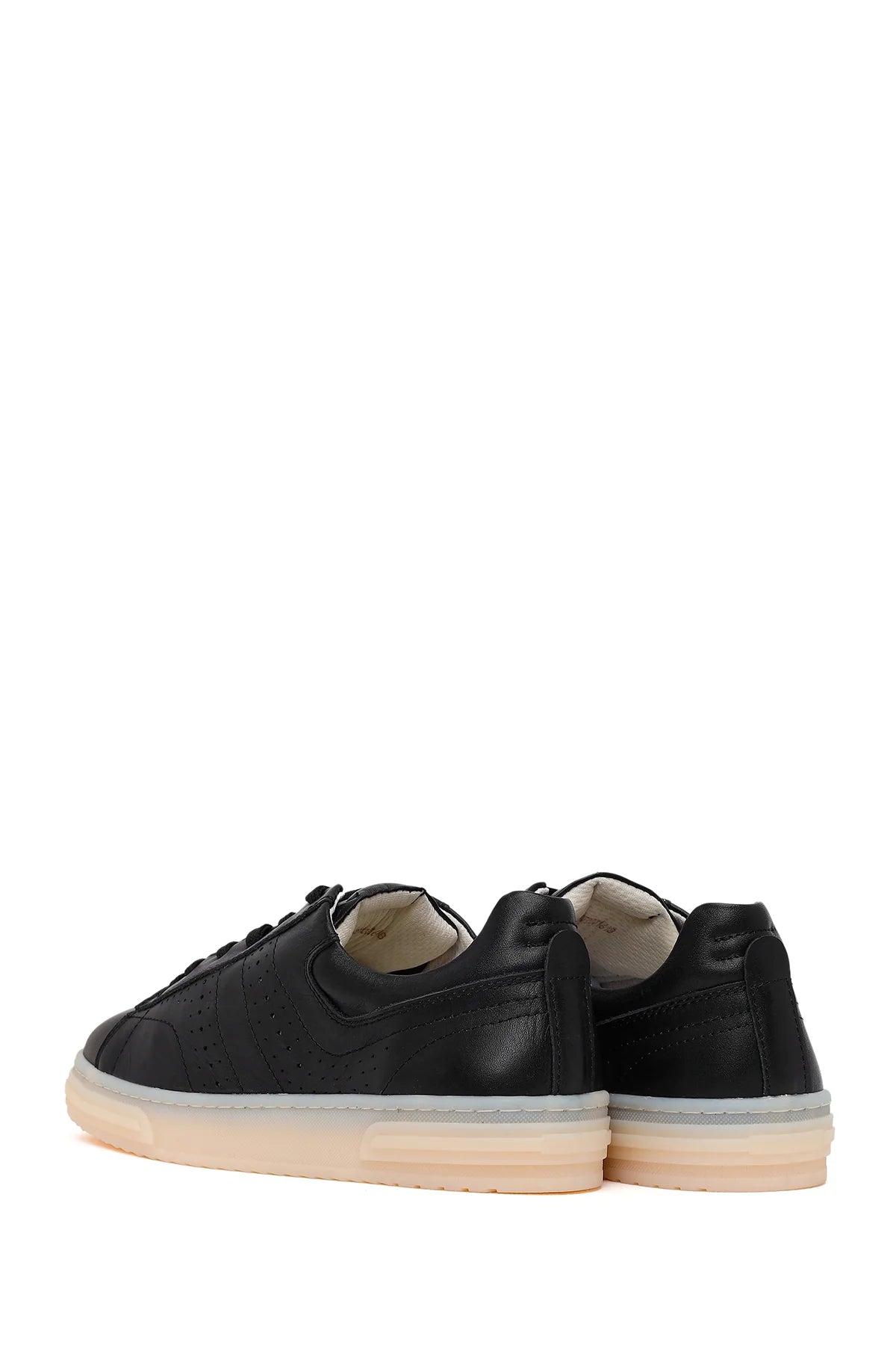 Kadın Siyah Bağcıklı Kalın Tabanlı Deri Sneaker