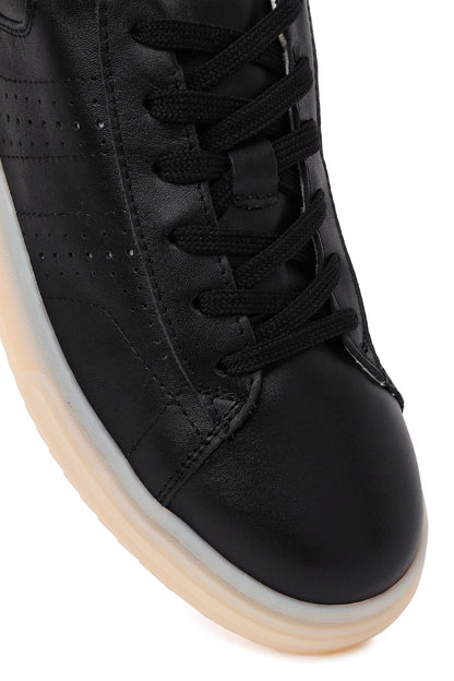 Kadın Siyah Bağcıklı Kalın Tabanlı Deri Sneaker