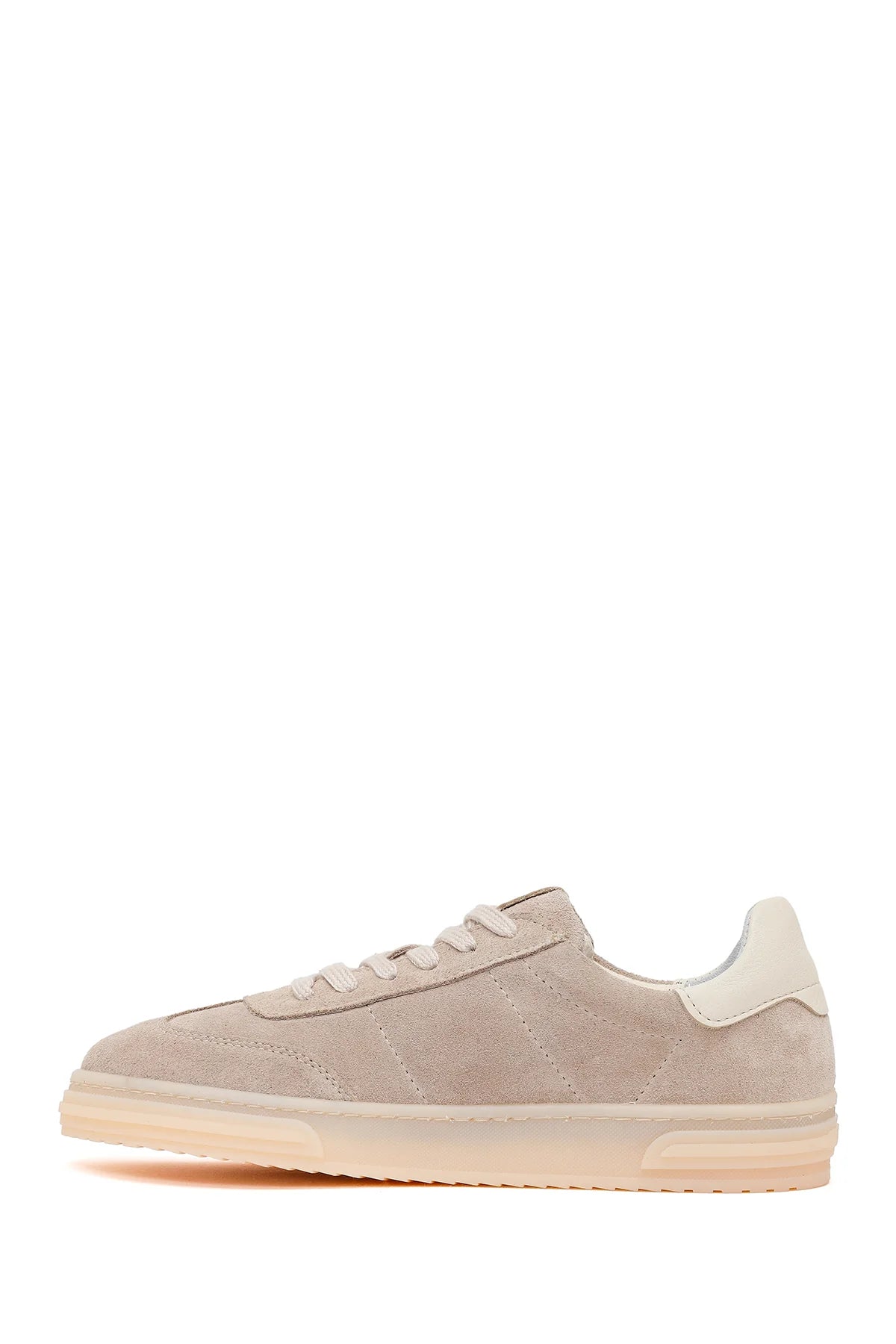 Kadın Bej Bağcıklı Süet Deri Sneaker