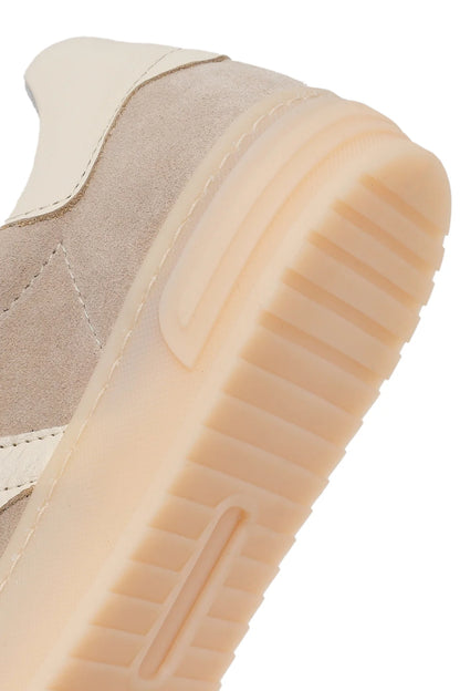 Kadın Bej Bağcıklı Süet Deri Sneaker