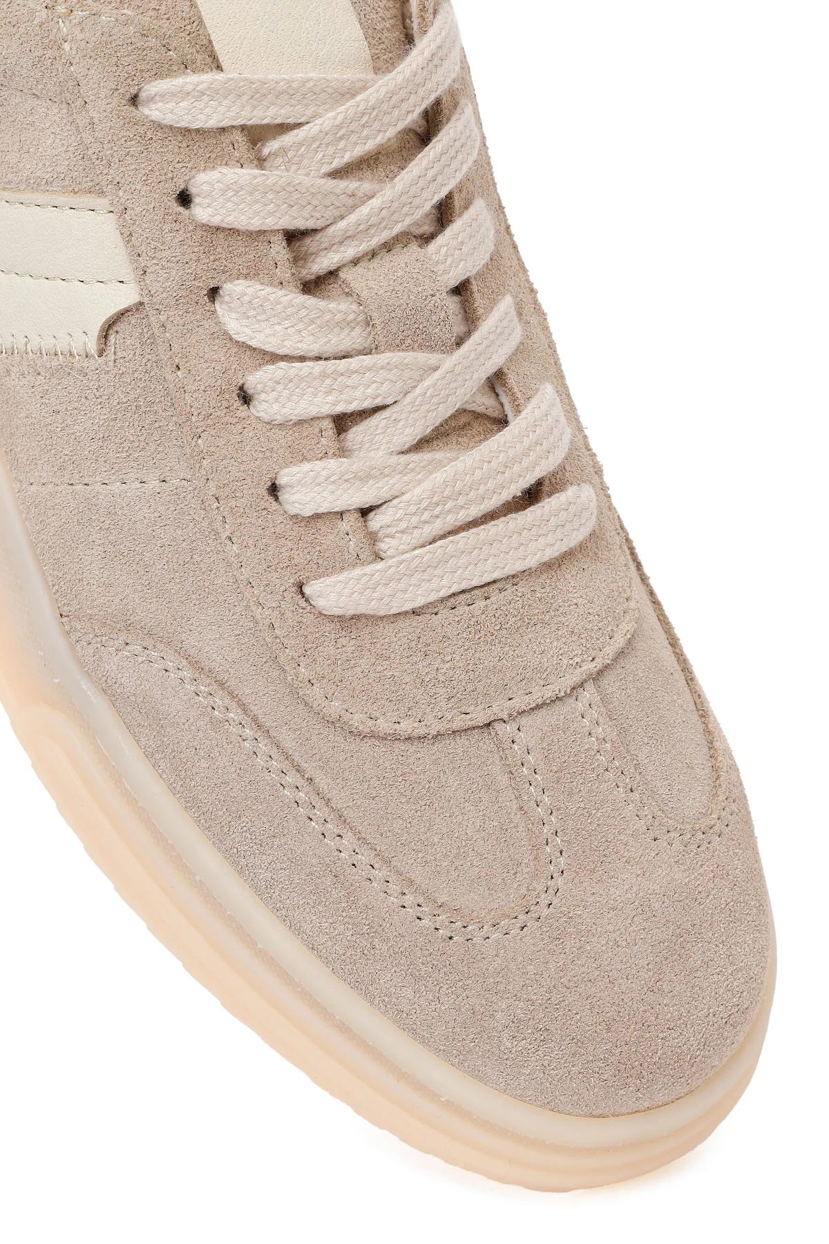 Kadın Bej Bağcıklı Süet Deri Sneaker