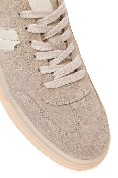Kadın Bej Bağcıklı Süet Deri Sneaker