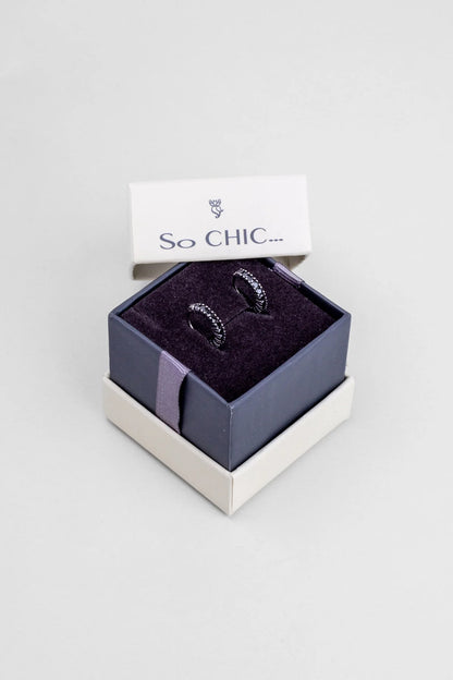 Siyah So Chic... Zirkonu Taşlı Çelik Erkek Halka Küpe 02441130299