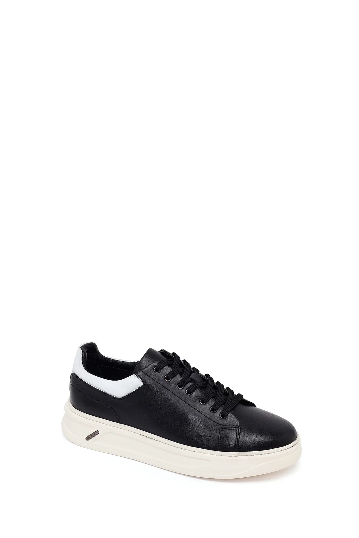 Erkek Siyah Bağcıklı Kalın Deri Sneaker