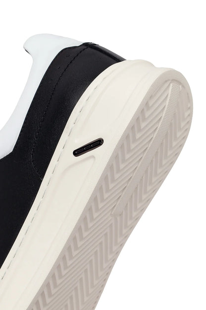 Erkek Siyah Bağcıklı Kalın Deri Sneaker