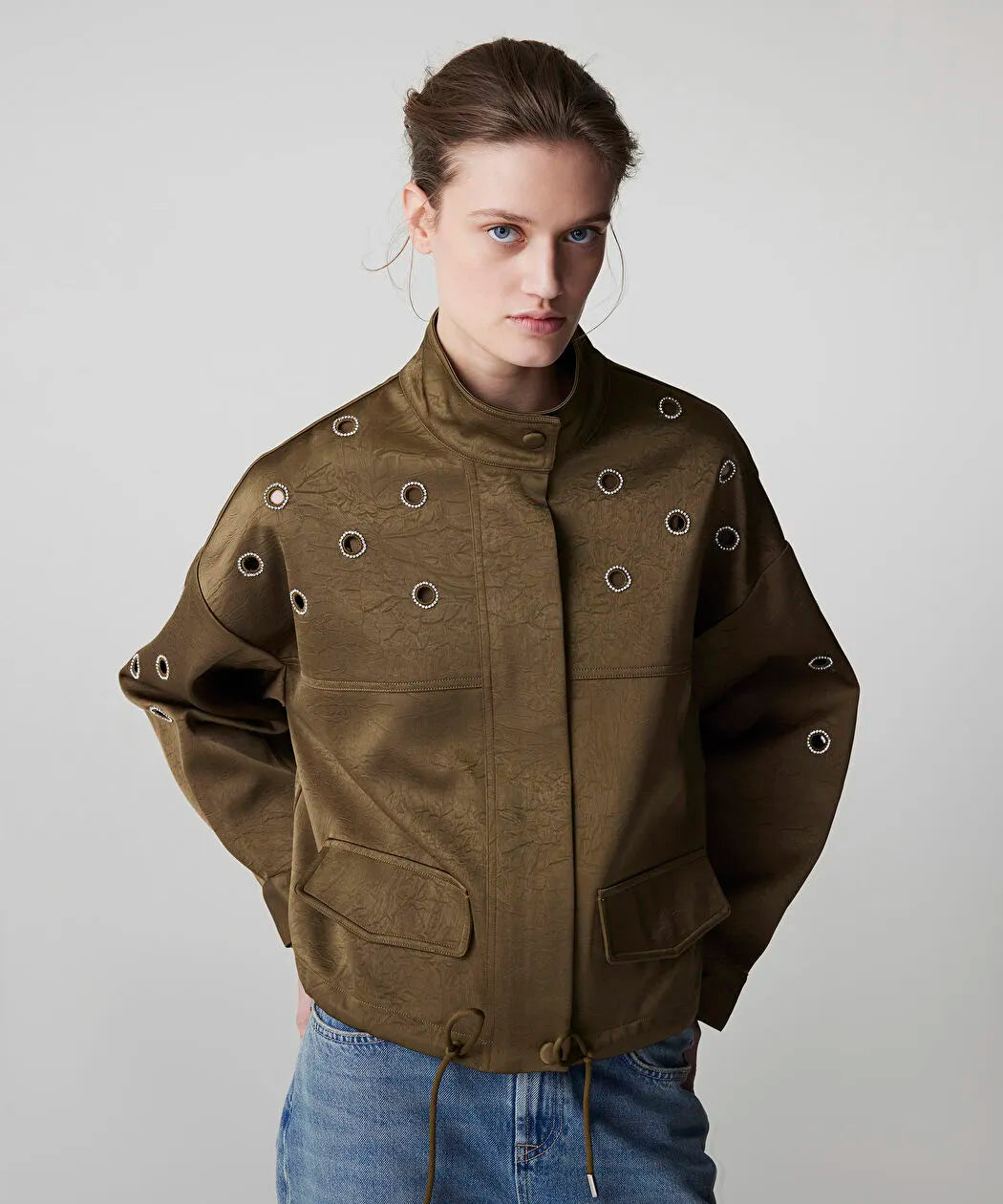 Haki Strass Taşlı Cutout Mont Is1260012021022 | Ipekyol