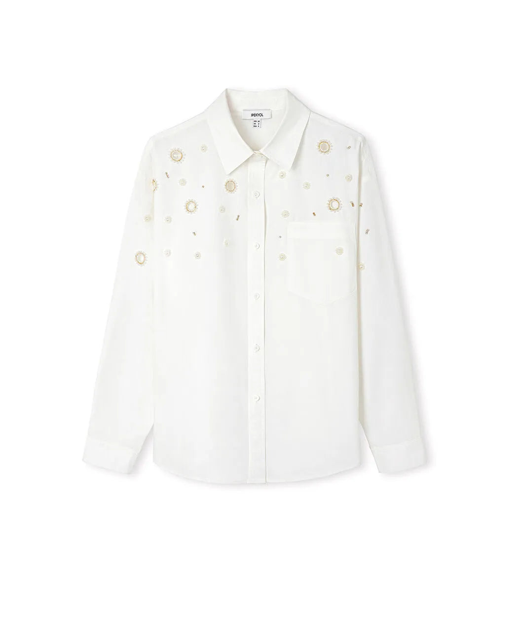 Beyaz Nakışlı Cutout Poplin Gömlek Is1260025244002 | Ipekyol