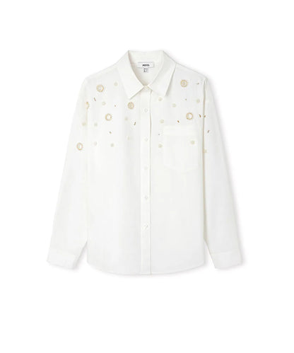 Beyaz Nakışlı Cutout Poplin Gömlek Is1260025244002 | Ipekyol