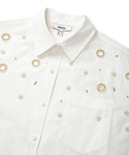 Beyaz Nakışlı Cutout Poplin Gömlek Is1260025244002 | Ipekyol