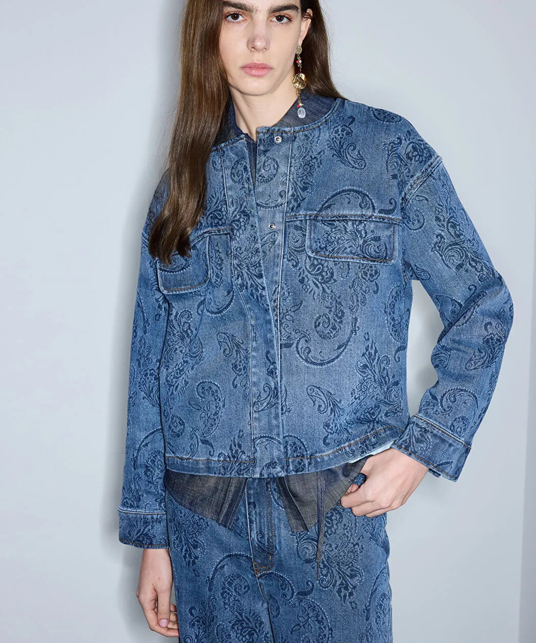 Mavi Etnik Desen Baskılı Denim Ceket Is1260005100ac7 | Ipekyol