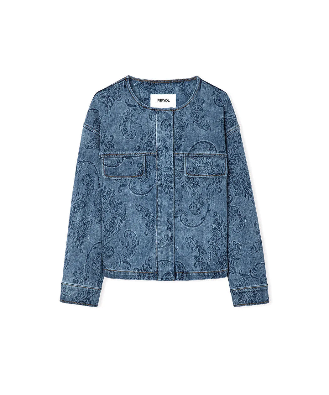 Mavi Etnik Desen Baskılı Denim Ceket Is1260005100ac7 | Ipekyol