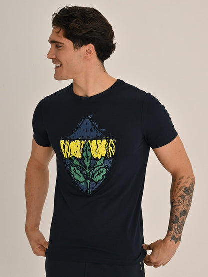 Fenerbahçe Lacivert Tribün Brush Detaylı Erkek Tshirt