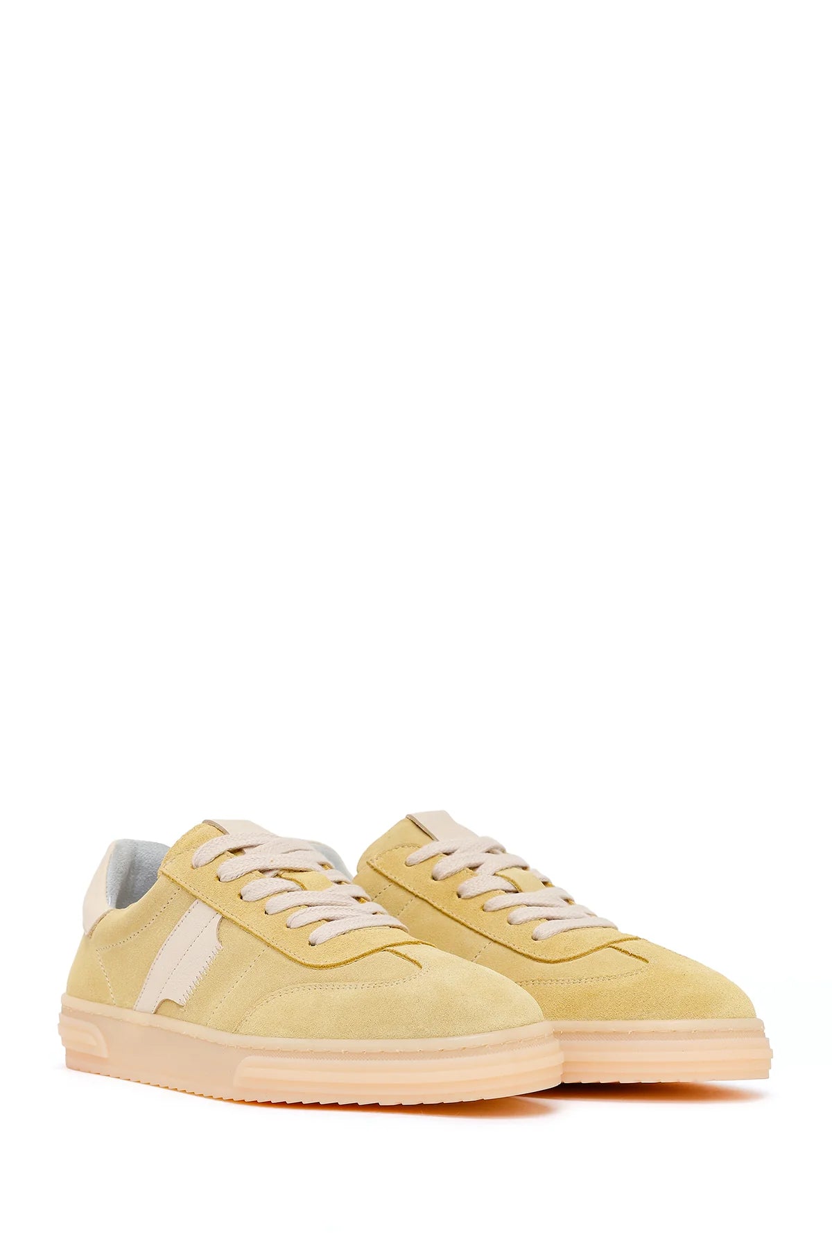 Kadın Sarı Bağcıklı Süet Deri Sneaker