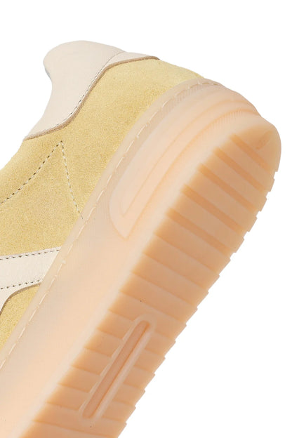 Kadın Sarı Bağcıklı Süet Deri Sneaker