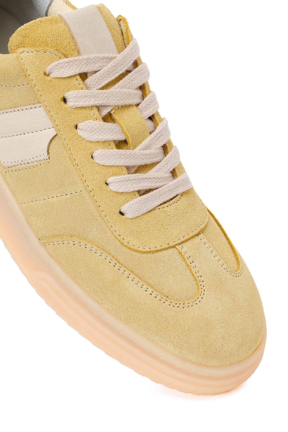 Kadın Sarı Bağcıklı Süet Deri Sneaker
