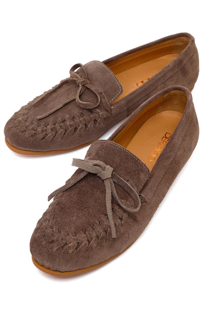 Kadın Vizon Süet Deri Loafer