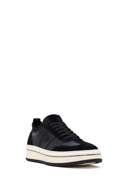 Erkek Siyah Bağcıklı Kalın Tabanlı Deri Sneaker