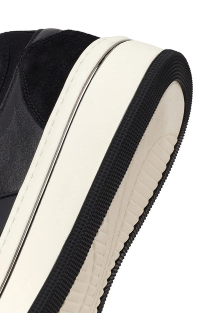 Erkek Siyah Bağcıklı Kalın Tabanlı Deri Sneaker