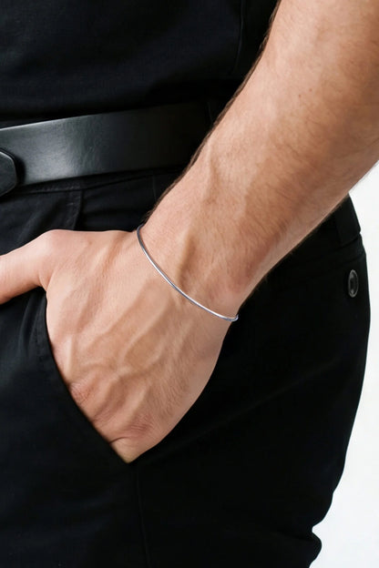 Klasik Stil Oksit Kaplama 21 Cm Gümüş Erkek Zincir Bileklik 1182773799