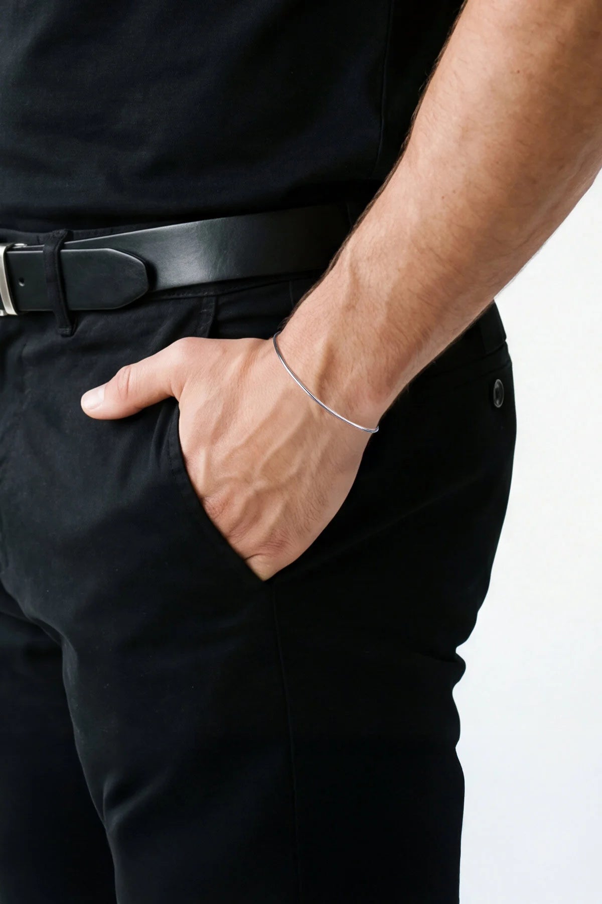 Klasik Stil Oksit Kaplama 21 Cm Gümüş Erkek Zincir Bileklik 1182773799