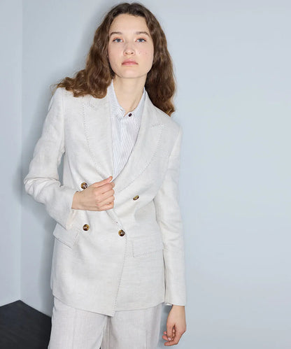 Ekru Vatkalı Keten Blazer Is1260106029030 | Ipekyol